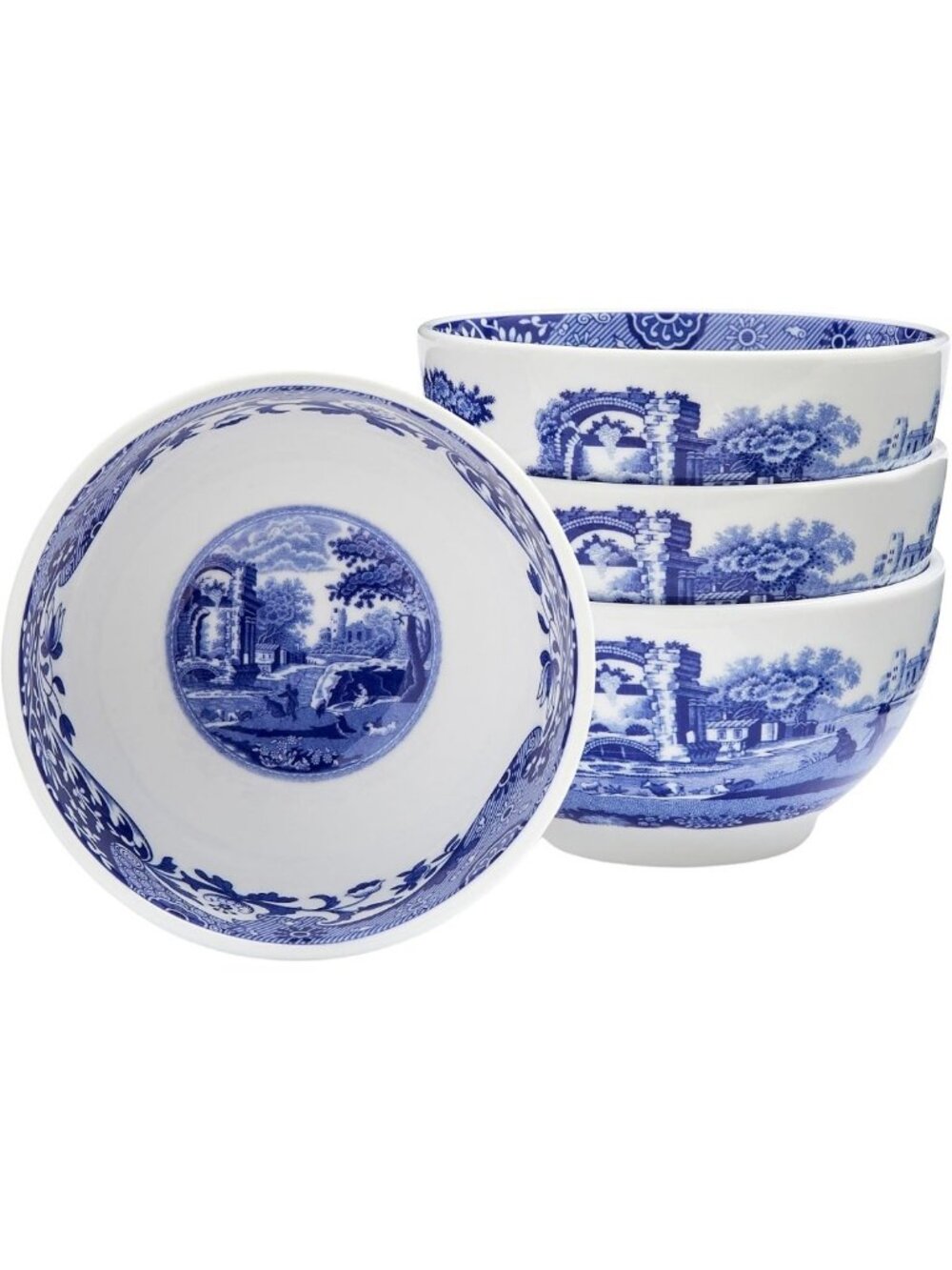 Set of 4 Elegant Blue Italian Dip Bowls - Classic Ceramic Serveware for
